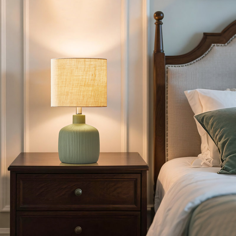 17.5" Ceramic Table Lamp, Green