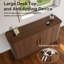 47" Sideboard Buffer Cabinet with Fluted Slide Doors, Tambour Storage Cabinet with Adjustable Shelves-884969664