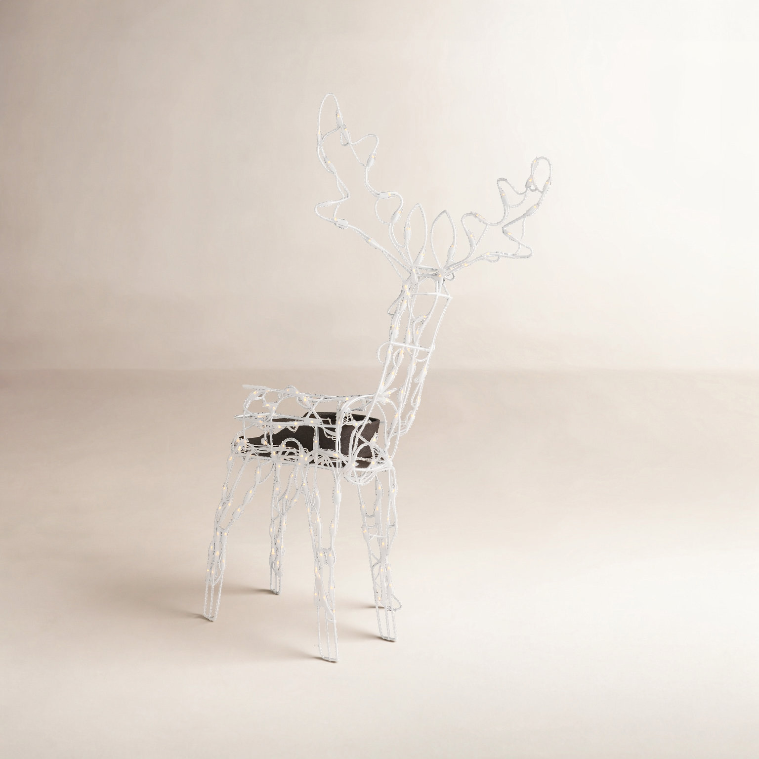 48" Lighted White Standing Animated Reindeer