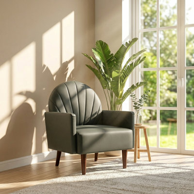 Fauteuil en cuir PU avec pieds en cuir PU l 20,87 po x P 33,46 po x H 12,6 po Enchanted