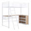Lit mezzanine simple en métal peu encombrant avec tablettes et bureau - Design blanc moderne pour étudier et jouer