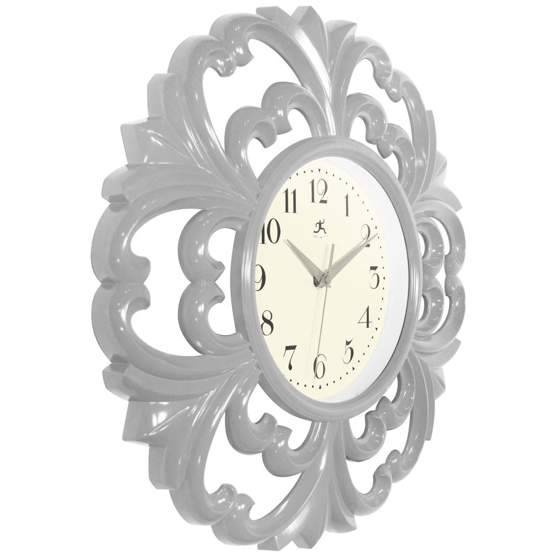 Horloge murale 15,5 pouces Siebeld Wisteria, Gris Pierre