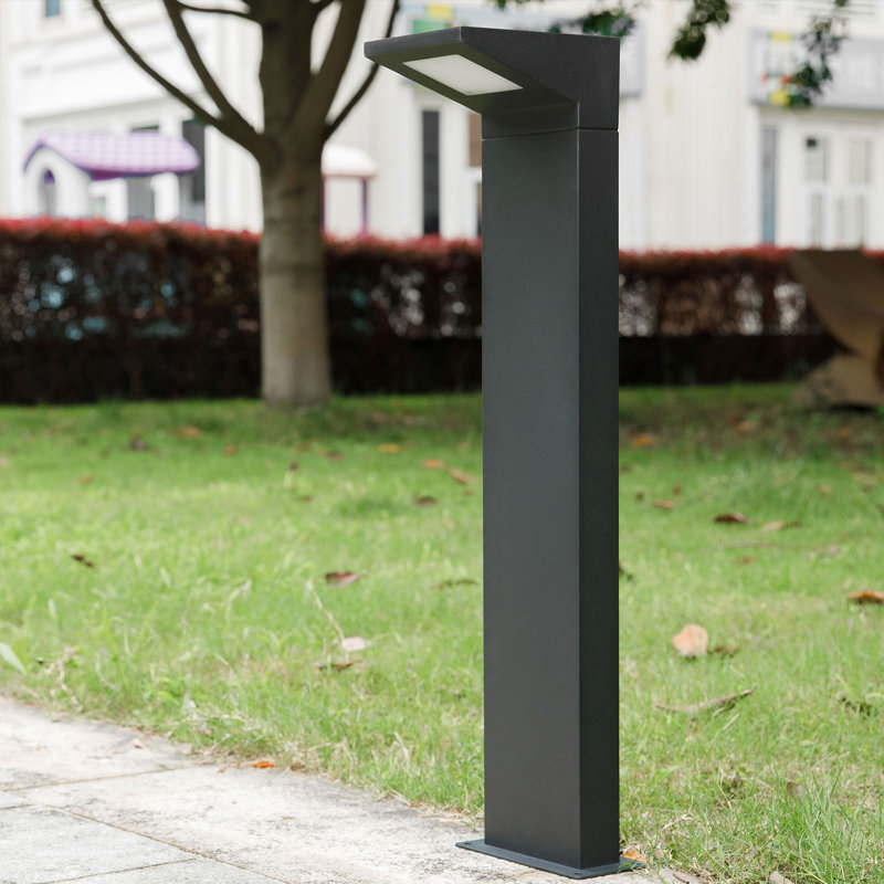 Integrated LED Metal Pathway Light, Grey, 27.56" H x 7.6" W x 6.5" D