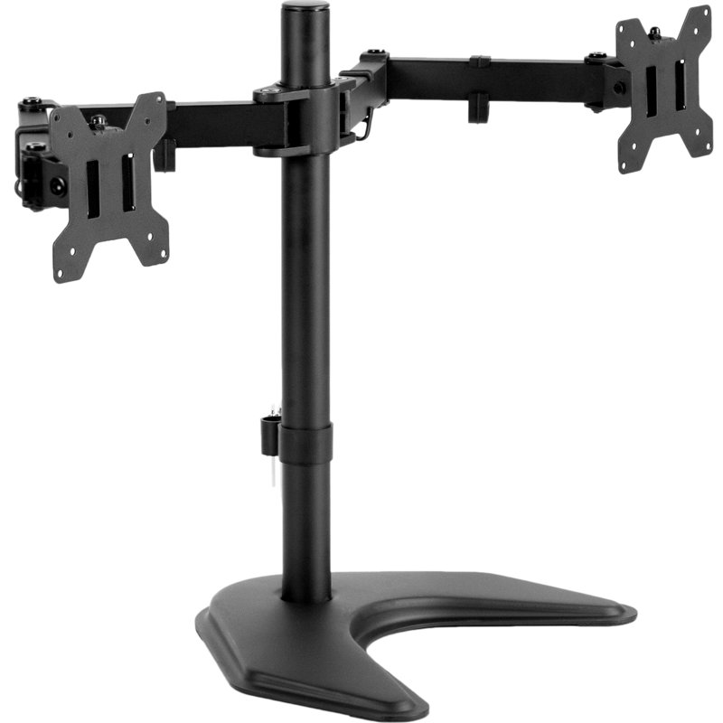 Black Adjustable Dual Monitor Desktop Stand with Cable Management