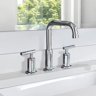 Widespread 3 Hole Double Handle Bathroom Sink Faucet