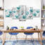 Ensemble de 5 fleurs abstraites sarcelle coquelicots sur toile-92763564