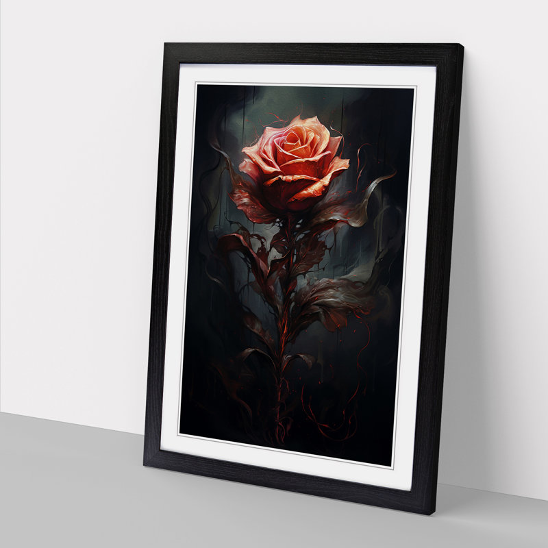 Rose Conceptual Art - Framed Print, 64cm H x 46cm W x 2cm D, Black Framed