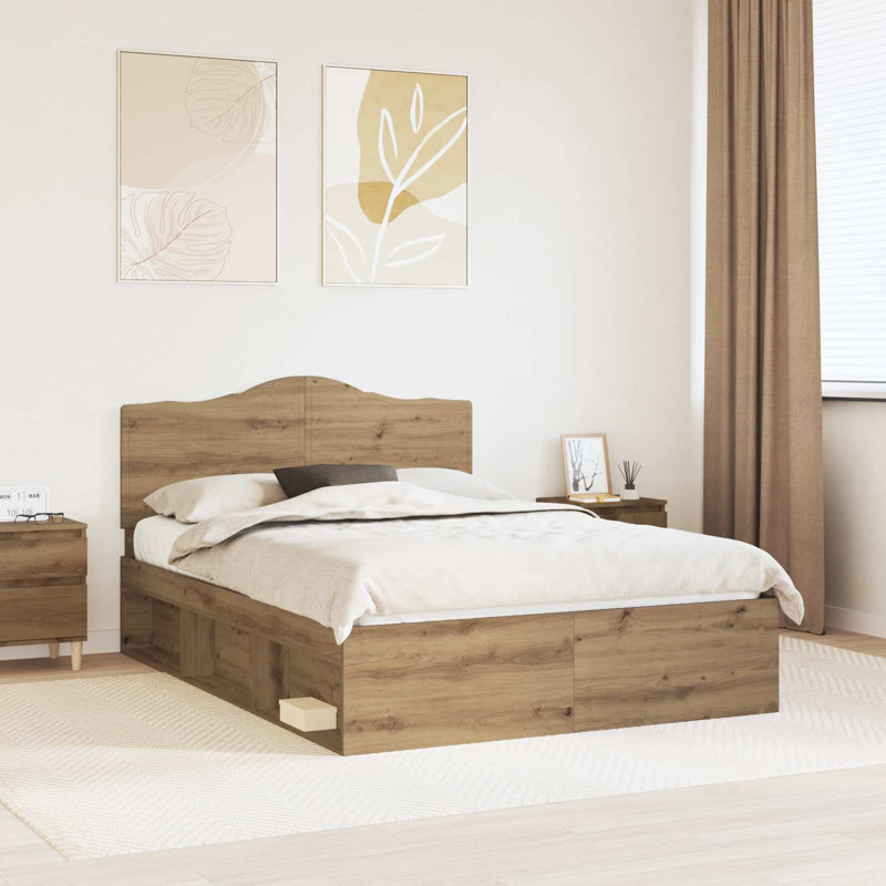 Solid Wood Bed, European Double (140 x 200 cm), Artisian Oak