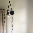 Catalina Single Light Glass Stainless Steel Dimmable Plug-in Swing Arm ...