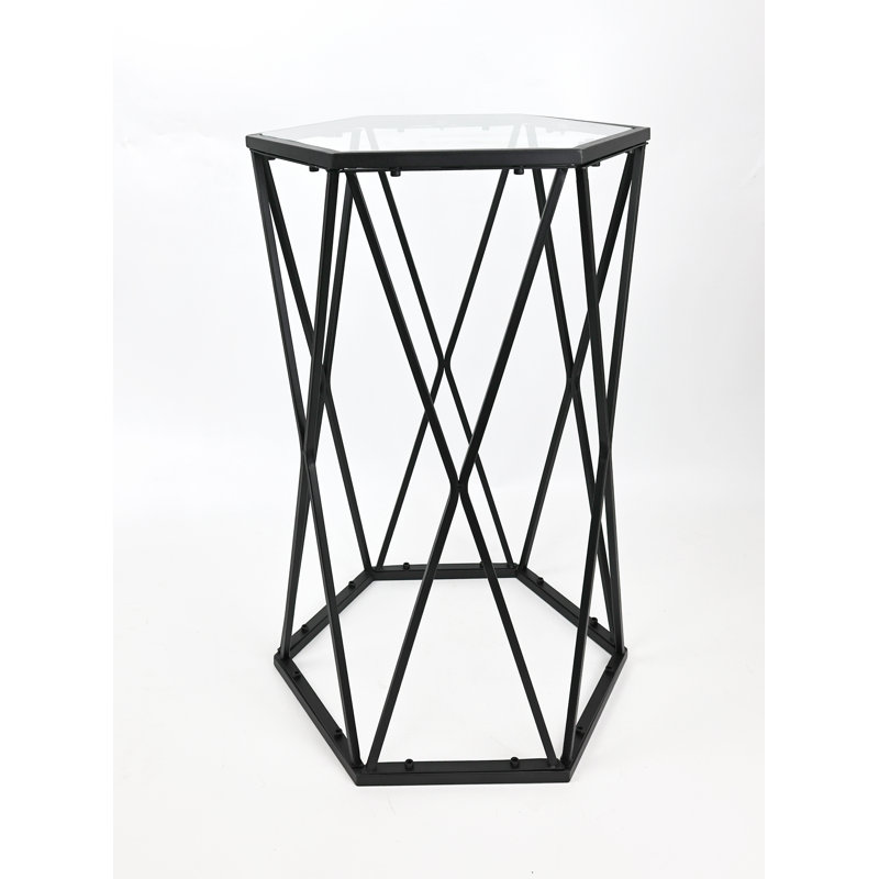 Kandan Glass Top Frame End Table