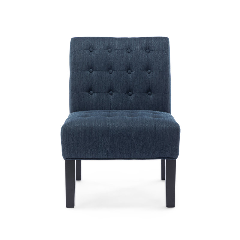 Fauteuil de chambre capitonné de 23 po de large Emmalie, Polyester bleu marine