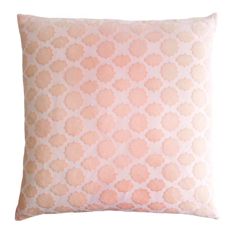 Mod Fretwork Square Velvet Pillow Cover & Insert, 22" x 22", Blush
