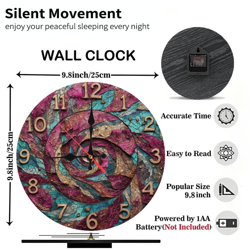 Horloge texturée avec motif tourbillonnant