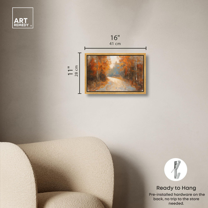 Automne sur toile, paysages d'automne par Art Remedy, H 11 po x l 16 po, Cadre flottant doré