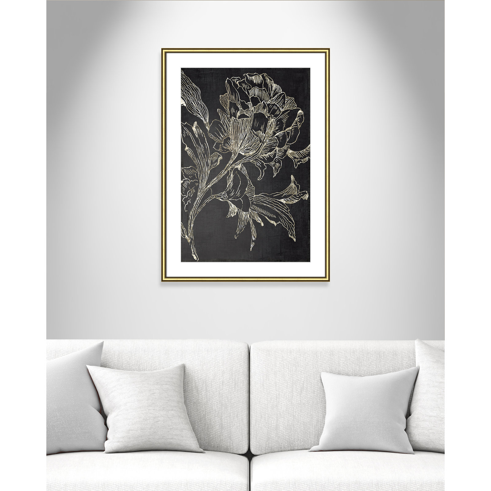 Golden Flower Folklore I by Asia Jensen - Picture Frame Graphic Art Print, 36.75" H x 26.75" W, Gold Framed