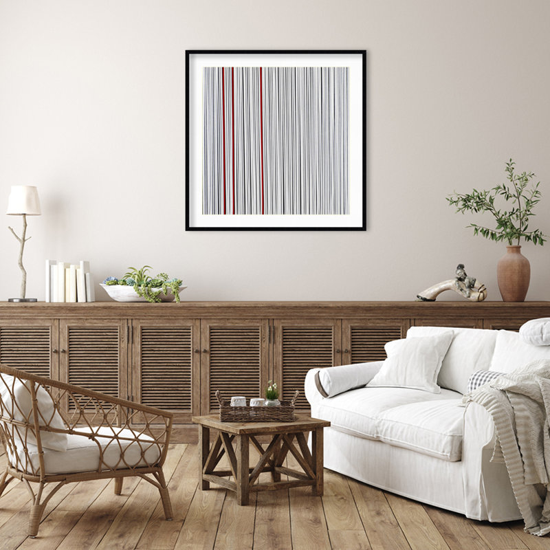 " Mostly White " by Alex Dunn, Black Framed, 41" H x 41" W