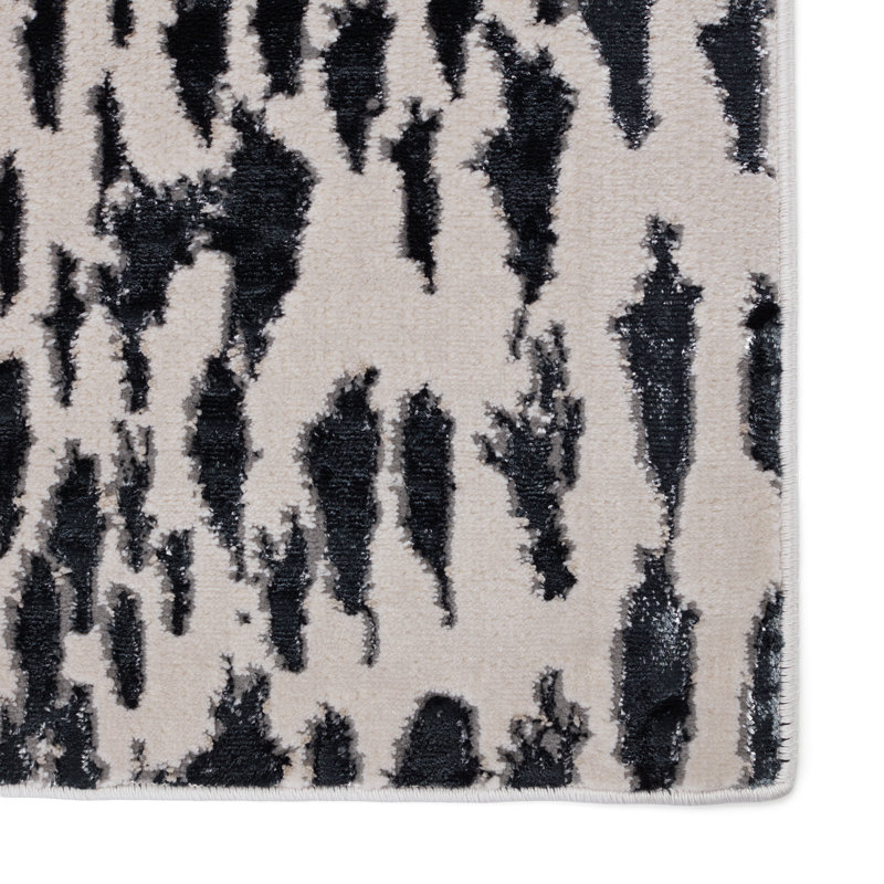 Tapis noir à imprimé animalier Malilla, Rectangle 9 pi 6 po x 13 pi
