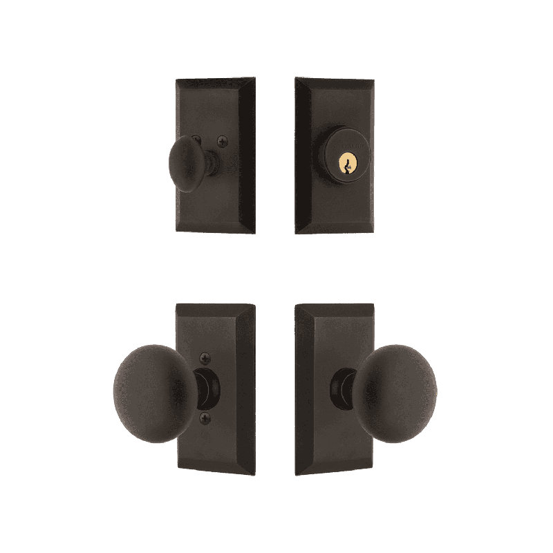Nostalgic Warehouse Studio Entry Set with New York Knob, Oil-Rubbed Bronze