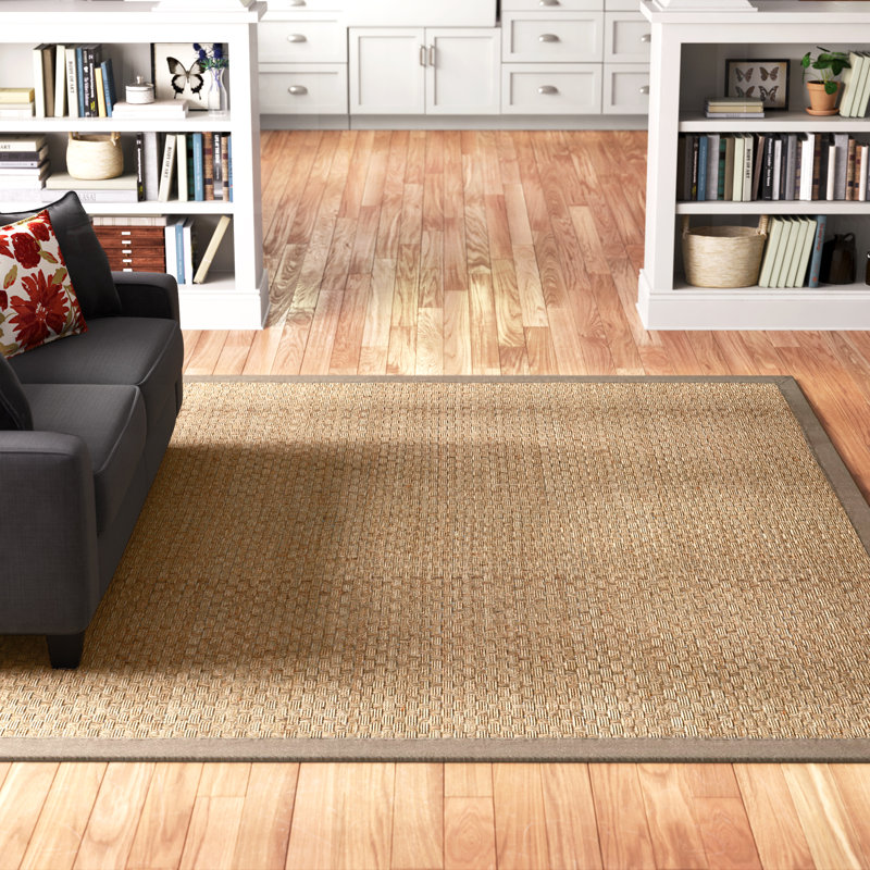 Tapis naturel / gris en lattes de bambou / gris chiné, Rectangle de 11 pi x 15 pi