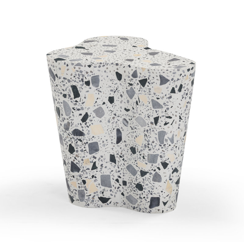 Table d'appoint noire et blanche River Bed Terrazzo, Blanc