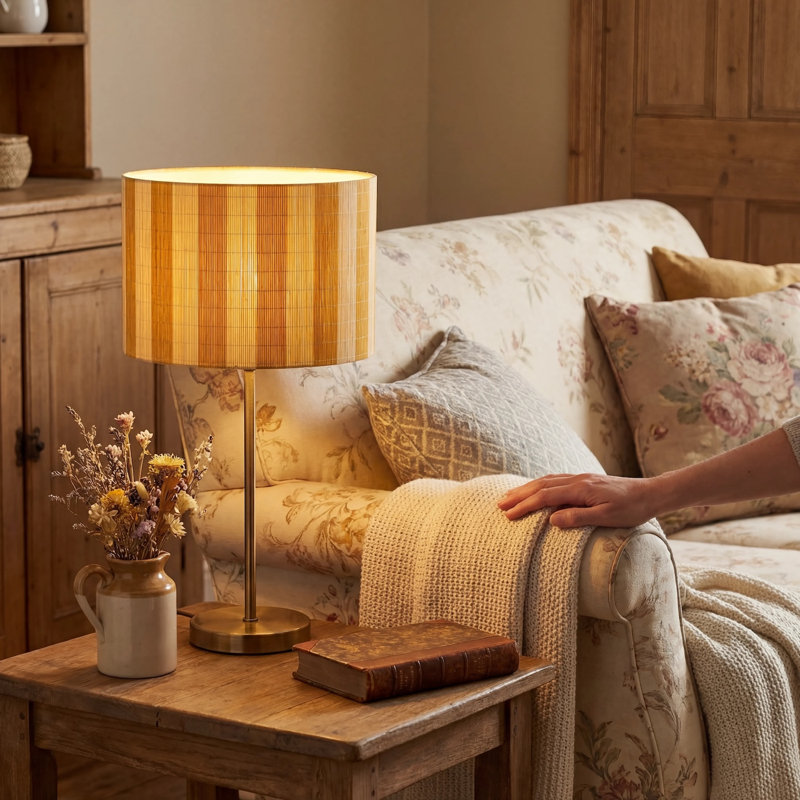 18 cm H Drum Bamboo Lamp Shade ( Slip-On ), Yellow
