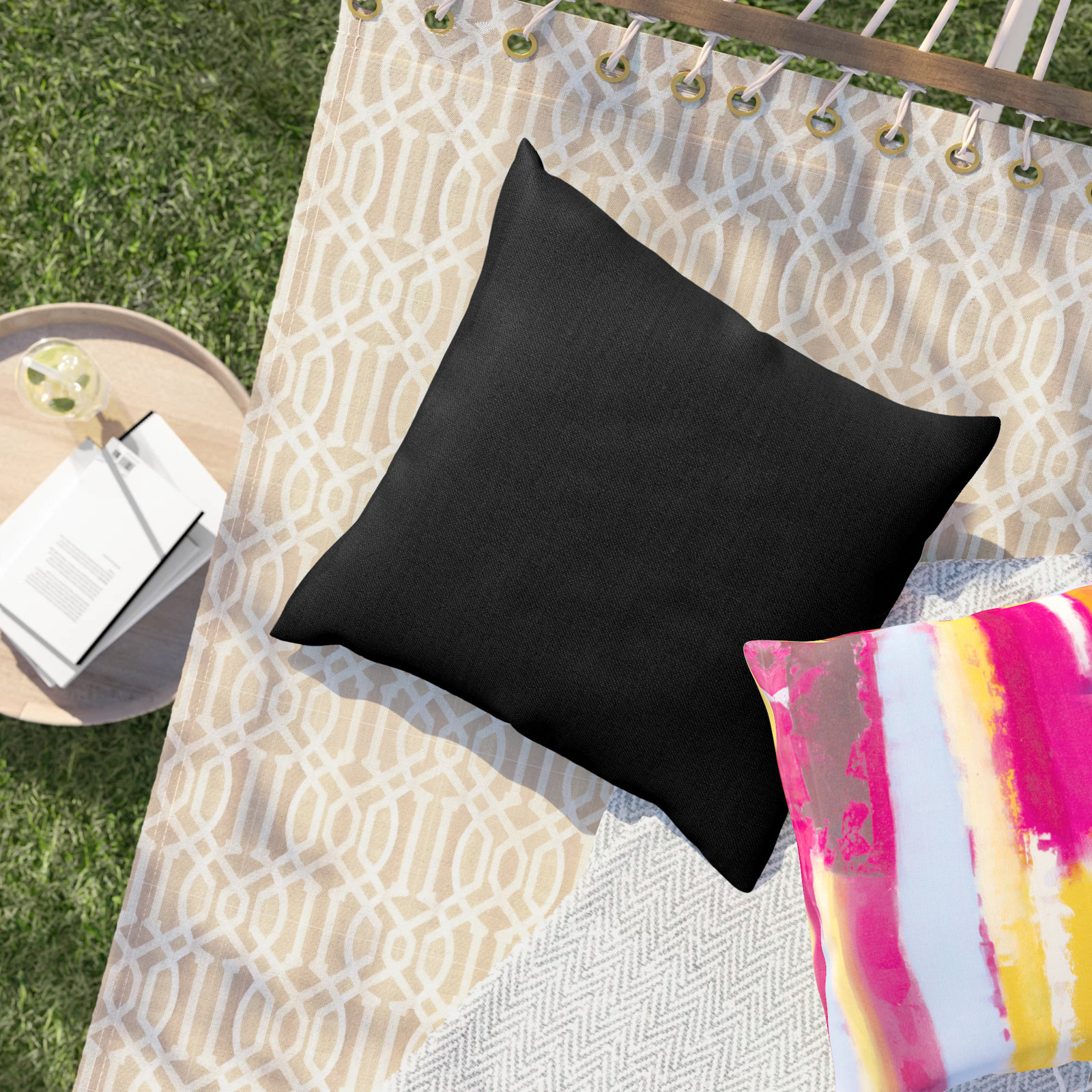 Sunbrella® Throw Pillow, Canvas Navy Sunbrella®, 20"H x 20"W