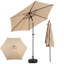 Parasol de table d'extérieur 9 pi avec parasol à bouton-poussoir et manivelle 9 pi (base non incluse)-130291230