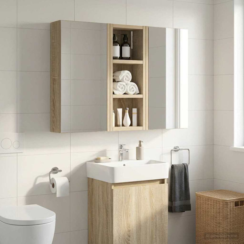 Bathroom Cabinet, 50cm H x 20cm W x 10cm D, Sonoma Oak
