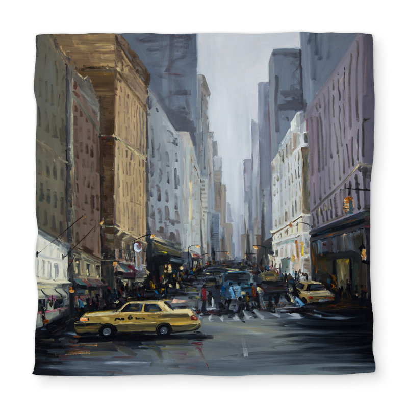 Brown Car Cities Queen Duvet Cover - Home Decor White Back