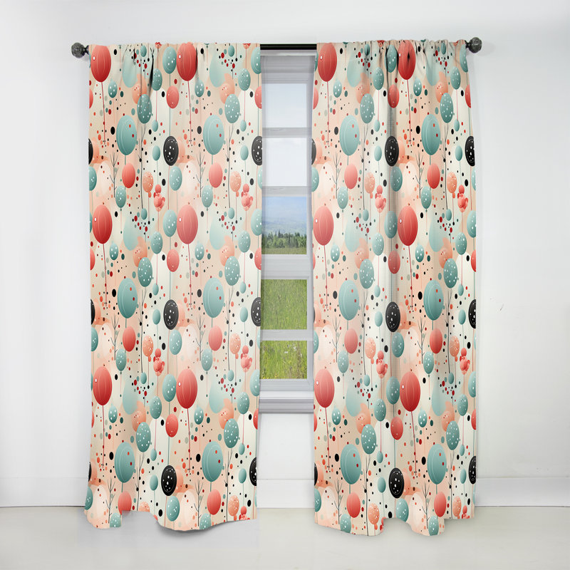«Blue and Coral Elegant Polka Dots Bliss» - Rideau abstrait - Rideau obscurcissant - 1 panneau, L 52 po x L 108 po