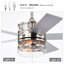Ventilateur de plafond avec 52 pales 52 pouces avec télécommande et abat-jour en verre (télécommande optionnelle) - noir mat-676885935-676885933