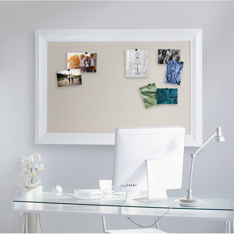 Whitley Fabric Corkboard / Bulletin Board, White/Natural