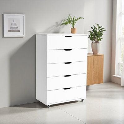 Commode 5 tiroirs avec roulettes - Armoire de rangement moderne