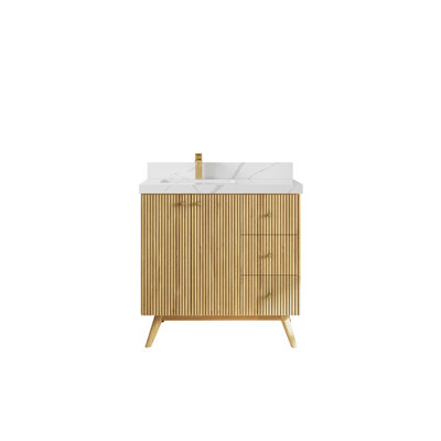 Izzat 36 " W Freestanding Standard Free Standing 1 Single Vanity Bathroom Vanity With Quartz Top