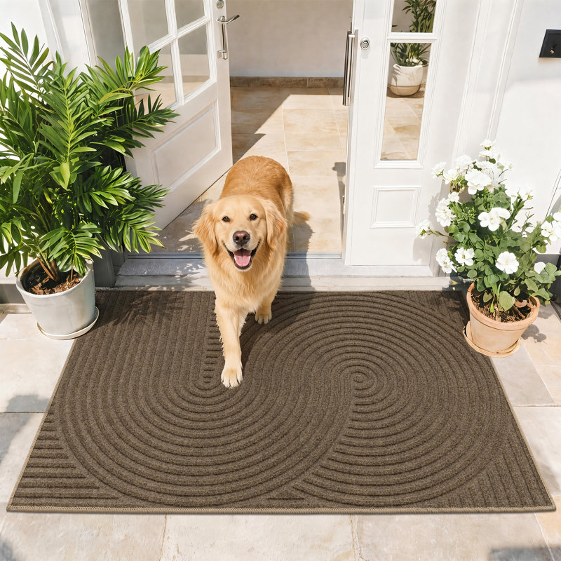 Tapis de porte texturé antidérapant pour intérieur/extérieur, Beige