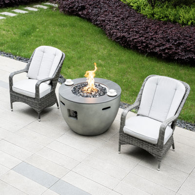 Wicker 2 - Person Patio Conversation Sets With Fire Pit Table