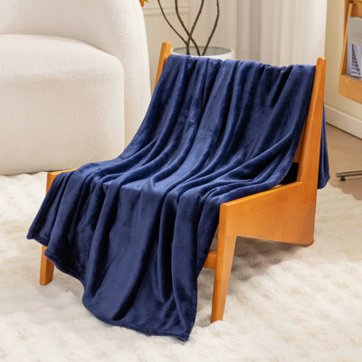 Soft All-Season Reversible Fleece Throw Blanket, 270GSM