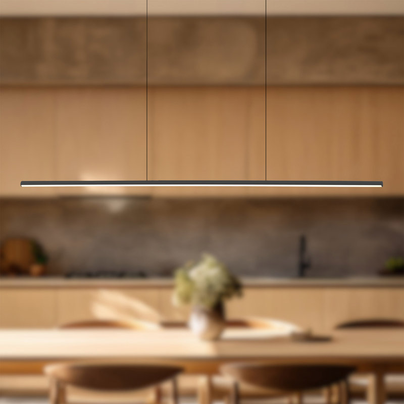 1 - Light LED Pendant, 120.63" H x 47" W x 5.5" D, Black