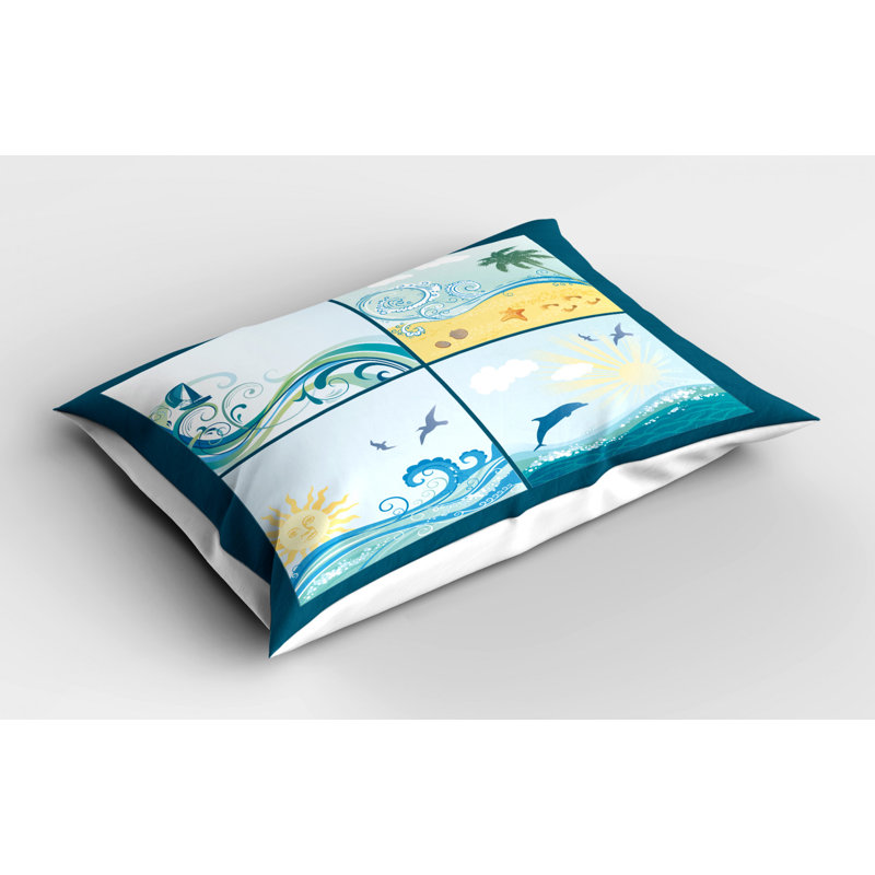 Beige/Blue/Green Polyester Microfiber Piece Sham, Twin