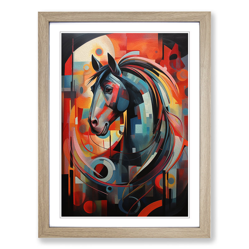 Horse Futurism Art - Framed Print, Oak, 34cm H x 25cm W x 2cm D