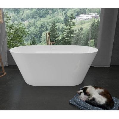 J24 Free Standing Tub 67"" x 31.5"" Deep Soaking Bath Tub Acrylic Freestanding Bathtub Bathroom Tub -  TZDD, 324-67W