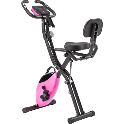 2-in-1 Foldable Magnetic Exercise X-Bike with 16-Level Resistance & Arm Bands