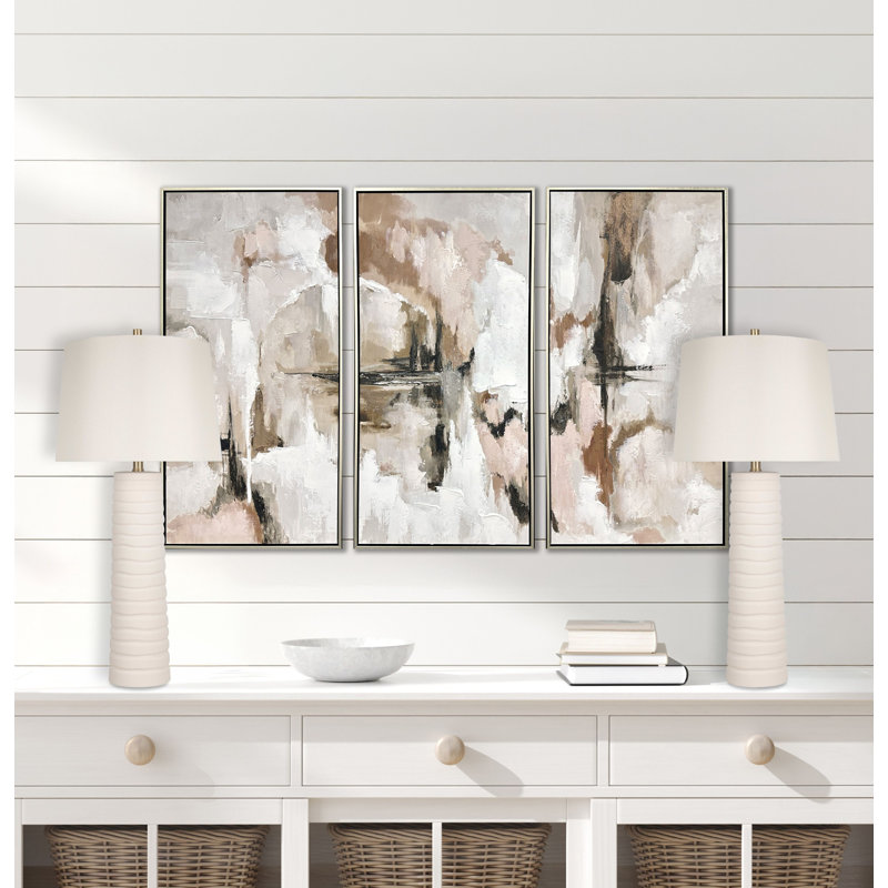 Calming Flow Ceramic Table Lamp - Textured White - Set of 2