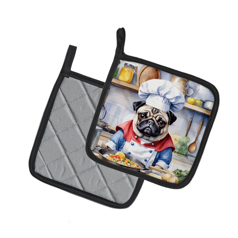 Caroline's Treasures The Dog Chef Polyester Potholder Set
