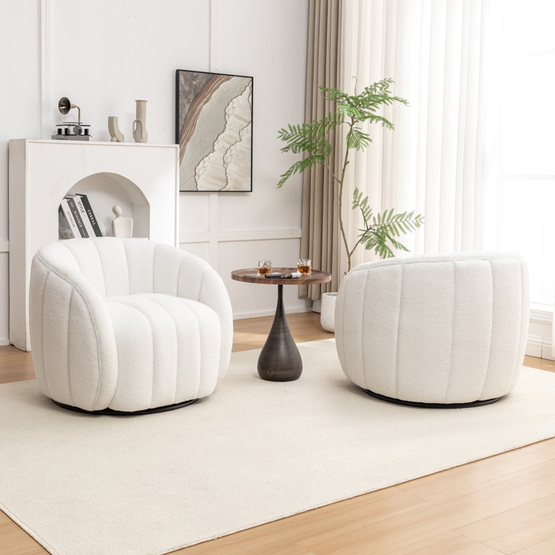Fauteuil demi-tonneau pivotant, Mélange de polyester blanc