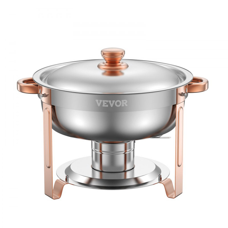 Ensemble 5 pièces de buffet à vaisselle rond 5 pintes en acier inoxydable, Or rose