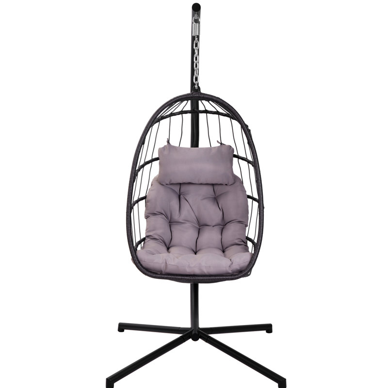 Chaise suspendue en osier pour l'extérieur, 38.02", Gris