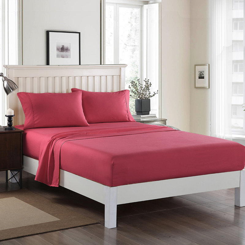 Microfiber Sheet Set, Queen, Burgundy