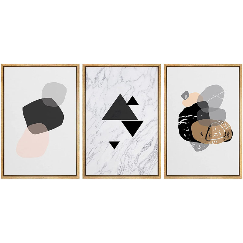 Mid Century Shape, 3 pièces, reproduction d'art sur toile, H 24 po x l 48 po x 1,5 po