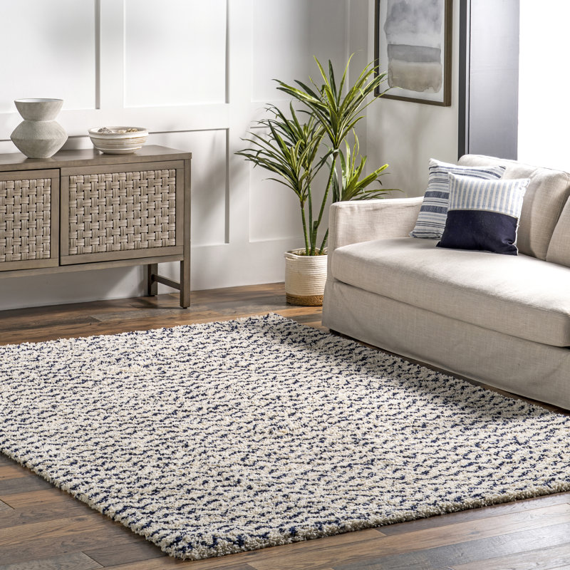 Batts Chevron Performance Shag Navy Rug, Rectangle 8'10" x 12'